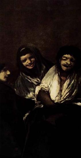 Francisco de goya y Lucientes Two Women and a Man oil painting image